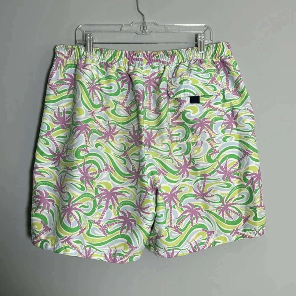 Vineyard Vines Swim Trunks Mens XL Shorts Chappy Purple Green Palm Tree 7”
